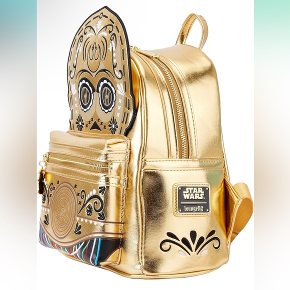 Loungefly Star Wars C-3PO Embroidered Day of the Dead Mini Backpack NWT - Picture 3 of 11